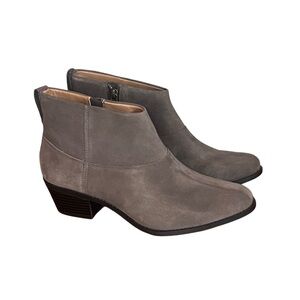 Vionic Joy Zadie Taupe Suede Versatile Boho Western Neutral Ankle Booties